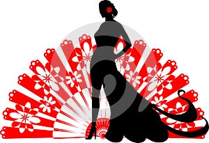 Flamenco dancer on a red fan