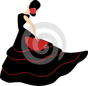 Flamenco dancer. Spanish girl with fan