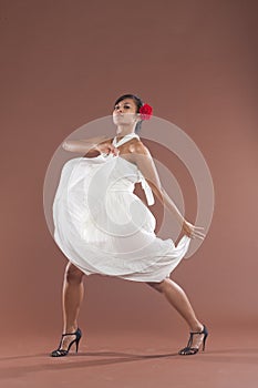 flamenco dancer in white dress