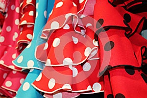 Flamenco dress spain Red and polka-dot Spanish stock, photo, photograph, image, picture