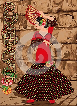 Flamenco. Elegant spanish flamenco dancer girl