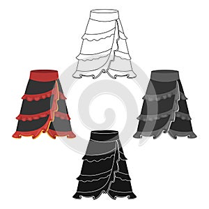Flamenco skirt icon in cartoon,black style isolated on white background. Spain country symbol stock vector illustration.