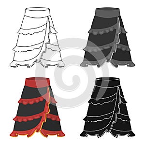 Flamenco skirt icon in cartoon style isolated on white background. Spain country symbol stock vector illustration.