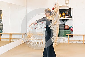 flamenco woman dancer in a dance studio