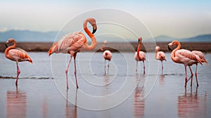 flamencos en un lago photo