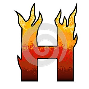Flames Alphabet Letter H