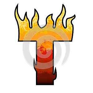 Flames Alphabet Letter T