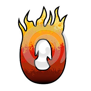 Flames Alphabet number 0 zero
