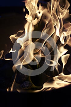 Flames on barbeque grill