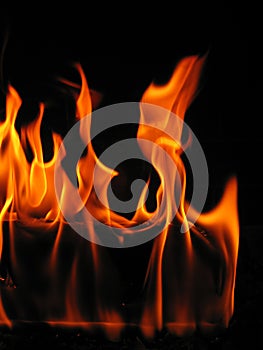 Flames coming from a log on fire