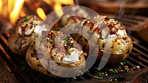 With flames crackling in the background these campfire baked potatoes offer a hearty twist on a clic dish. A dollop of