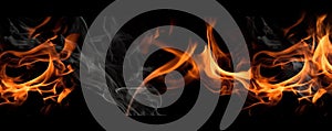 Flames Dancing Against a Black Background: Isolated Banner Design Aflame with Element of Heat