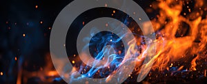 The Flames Dancing in a Colorful Display of Blue and Orange Light.AI generated image