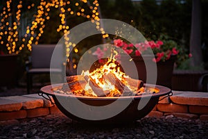 flames dancing in a cozy outdoor fire pit