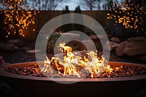 flames dancing in a cozy outdoor fire pit