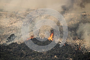 Flames Flare Up on California Mountainside above Carpinteria photo