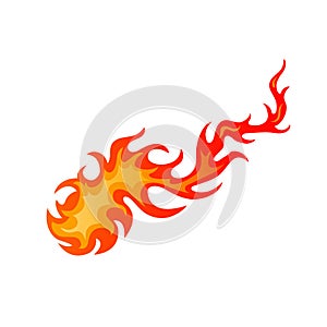Flames of fire on blazing fireball or fiery comet
