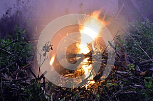 Flames of fire in dark background