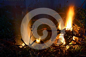 Flames of fire in dark background