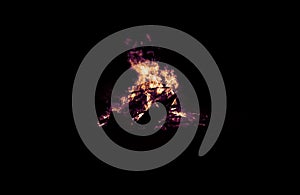 Flames of fire in the darkness.