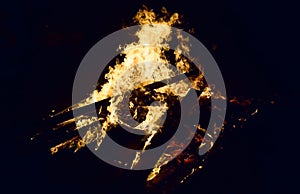 Flames of fire in the darkness.