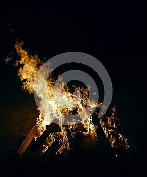 Flames of fire in the darkness.