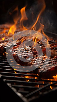 Flames of flavor, A fiery barbecue grill awaiting the sizzle and sear