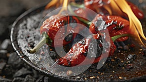 Flames lick at the vibrant red skin of a fireroasted pepper infusing it with a smoky sweetness and an irresistibly photo