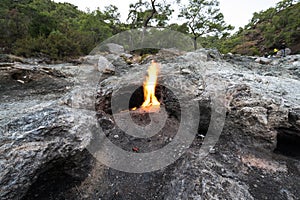 Flames of Mount Chimaera from the underground