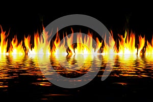 Flames over water