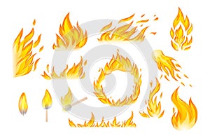 Flames red and orange hot flaming heat explosion cartoon