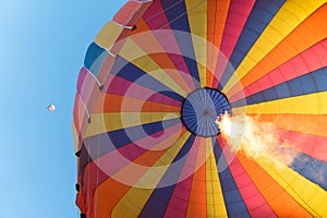 Flames rising in a hot air balloon