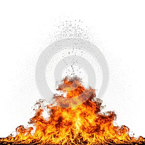 Flames rising upwards with drops of water.