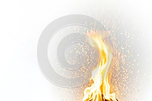 Flames and sparks on a light background. Space for text.