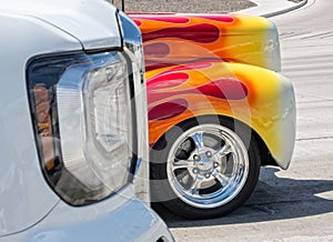 Flames at a traffic light