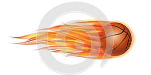 Flaming Basketball Ball. Basketball Ball flying in fire on white background.