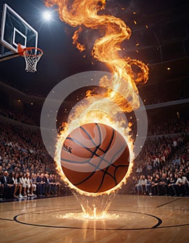 Flaming Basketball Slam Dunk