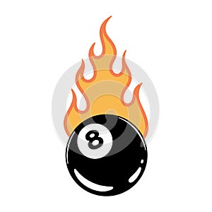 FLAMING BILLIARD 8 BALL COLOR WHITE photo