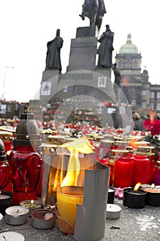 Flaming candle - tribute to Vaclav Havel