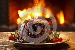 Flaming Christmas Pudding and Holiday Spirit