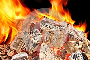 Flaming Coals Close-up
