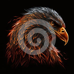 Flaming Eagle Head. Generative AI