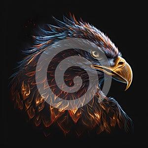 Flaming Eagle Head. Generative AI