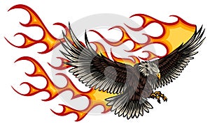 Flaming Eagle - vehicle graphic. Ready for vinyl cutting. .