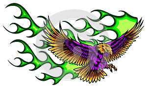 Flaming Eagle - vehicle graphic. Ready for vinyl cutting. .