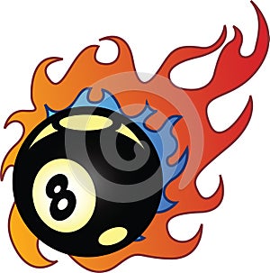 Flaming Eightball vector illustration