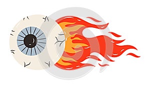 Flaming eyeball in flat style