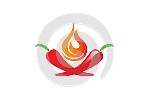 Flaming Fire Chili Pepper Logo