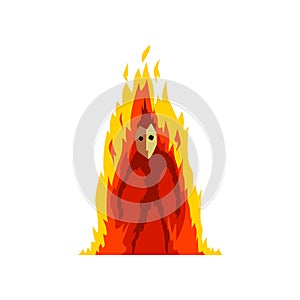 Flaming Fire Devil, Fantasy Mystic Creature Cartoon Character Vector Illustration