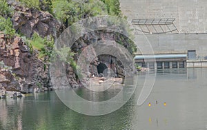 Flaming Gorge Dam Reservoir spills into the Green River, Utah